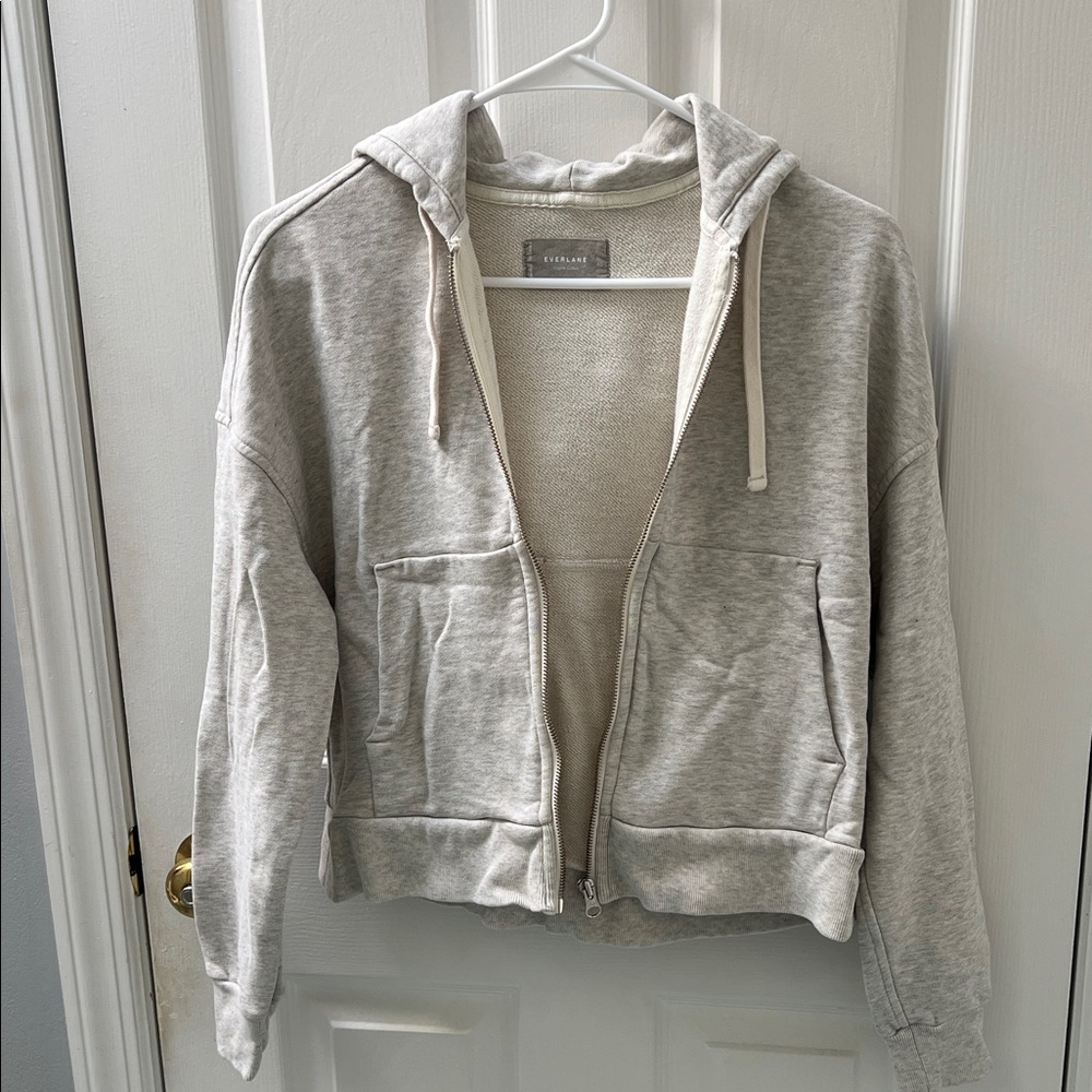 Everlane Light Gray Zip-Up Utility Hoodie Jacket